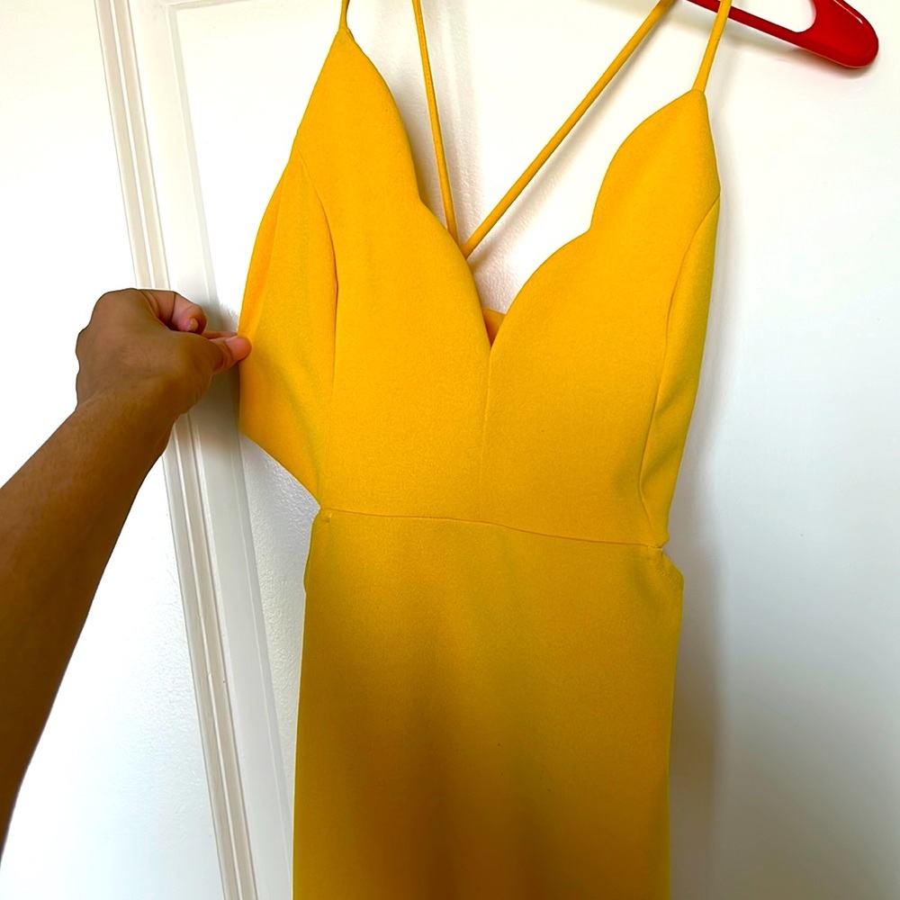 going out yellow cut out dress